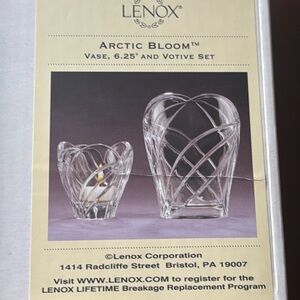 LENOX Arctic Bloom Vase, 6.25” and Votive Set Leas Crystal BRAND NEW